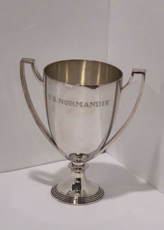 Antique Christofle Trophy Mug - S.  S.  Normandie - Silver Plate