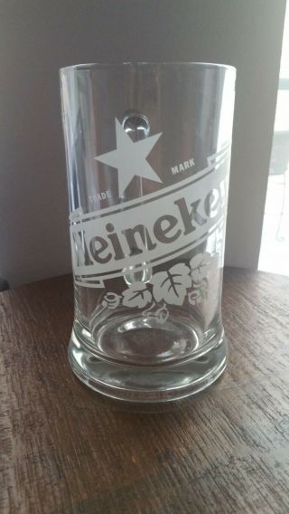 Heineken 1l Glass Mug Stein