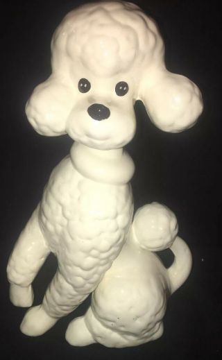 Vintage Mid Century 1950s White Large Poodle Porcelain Dog Figurine 11”