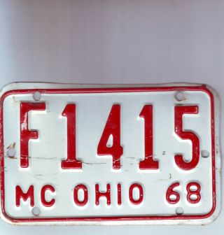 1968 Ohio Motorcycle License Plate