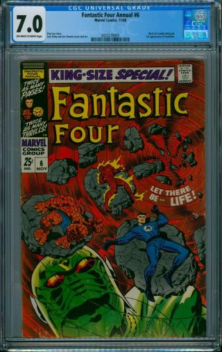 Fantastic Four Annual 6 Cgc 7.  0 Vf 1st Annihilus 1st Franklin Richards.  99 Nr