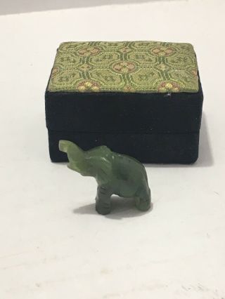 Chinese Green Jade Carved Elephant Small Statue