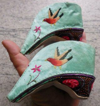 Chinese Foot - Binding.  Ladies Tiny Antique Silk Lotus Shoes Very Rare