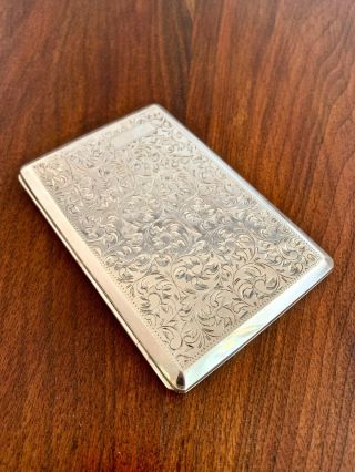 Large Japanese Sterling Silver 950 Cigarette / Card Case Engraved 130g