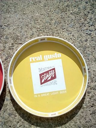 Vintage 1965 SCHLITZ LIGHT REAL GUSTO Orange and Yellow Beer trays 2