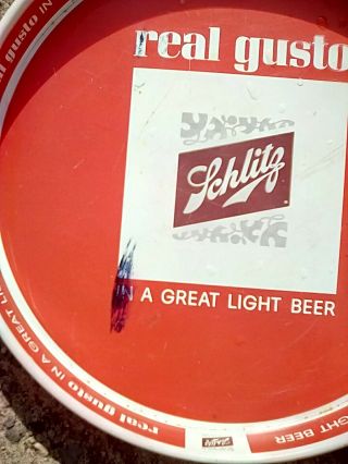 Vintage 1965 SCHLITZ LIGHT REAL GUSTO Orange and Yellow Beer trays 4