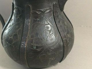 ANTIQUE ISLAMIC MIDDLE EASTERN ARABIC DALLAH COPPER COFFEE POT,  SIGNED TO BASE, 2