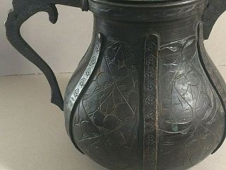 ANTIQUE ISLAMIC MIDDLE EASTERN ARABIC DALLAH COPPER COFFEE POT,  SIGNED TO BASE, 3
