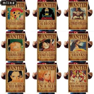 51.  5x36cm Home Decor Wall Stickers Vintage Paper One Piece Wanted Posters Anime