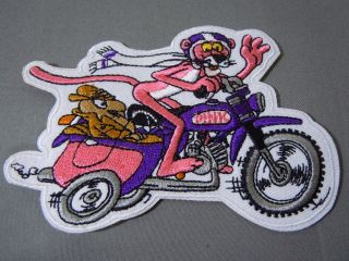 Pink Panther & Inspector W/ Cycle & Sidecar Embroidered Iron On Patch 4 "