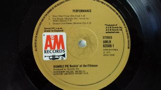 HUMBLE PIE PERFORMANCE - ROCKIN ' THE FILLMORE VINYL DOUBLE ALBUM 7