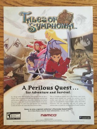 Tales Of Symphonia Nintendo Gamecube 2003 Vintage Poster Ad Advert Print Art Ps3