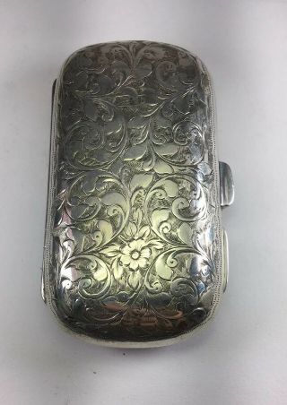 Antique 1902 English Sterling Silver Double Cigarette Holder Case Acid Etched M3