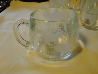 Set of 4,  1970s Vintage Nestle Nescafe Glass World Globe Coffee Cups Mugs 3