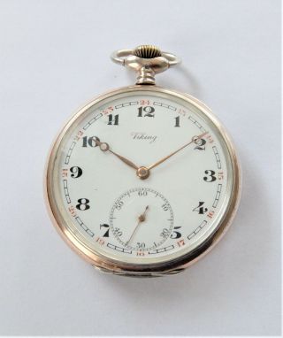 1900 Silver & Gold Cased Viking 15 Jewels Swiss Lever Pocket Watch Cal 526 Worki