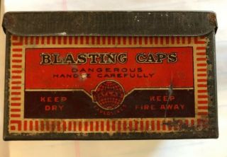 Antique Vintage ATLAS Powder Co.  100 Ct.  No.  6 Blasting Caps Tin Rectangle 2