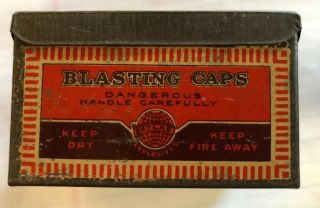 Antique Vintage ATLAS Powder Co.  100 Ct.  No.  6 Blasting Caps Tin Rectangle 3