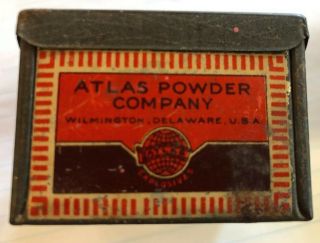 Antique Vintage ATLAS Powder Co.  100 Ct.  No.  6 Blasting Caps Tin Rectangle 5