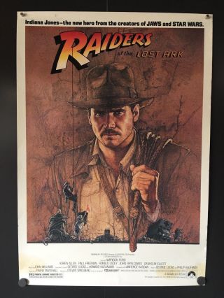 Raiders Of The Lost Ark Movie Poster,  1981 - 23.  5 " X 16.  5 "