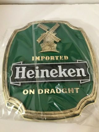 Heineken Beer plastic sign Green w/ windmill Holland Beer 9 1/2 