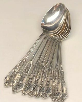 Set Of 8 Wallace Sterling Silver Rosepoint 6“ Tea Spoons Rose Point 212.  4 G