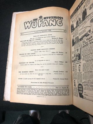 Mysterious Wu Fang (Popular Publications) Pulp Vol.  1 1 1935 1st Print RARE 7