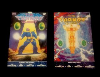 Thanos Quest Book 1 One & 2 Two Set 1990 Avengers Infinity War Endgame 1st Print