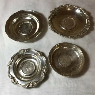 4 Vintage Peru Sterling Silver 925 Camusso Coin Dishes 226g