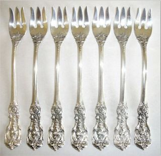 7 Reed & Barton Sterling Silver Francis I Seafood Forks Old Mark.
