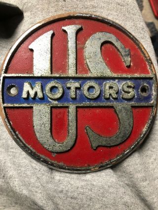 Us Motors Embossed Metal Emblem Badge Sign Car Truck Oil Gas Garage Vintage Old