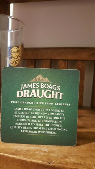 James Boag Beer Glass & Coaster Hotel Grade (ex pub stock) Quality Glassware 4