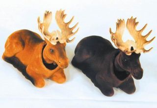 2 Moose Bobbing Heads Moving Bobble Head Animal Wild Car Dash Novelty Horns Head