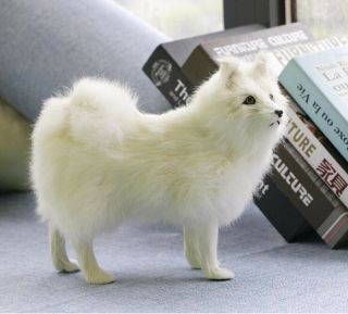 Replicas Life - Like Samoyed Dog White In Fur Figurine For Decorative