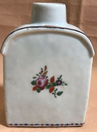 Chinese Export Tea Cady 18th C. ,  Floral With Bands Of Color And Dropped Shoulder