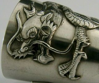 Chinese Export Solid Silver Dragon Tot Cup C1900 Antique