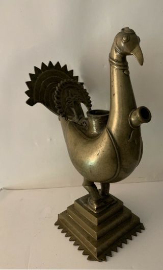 Antique India /islamic Brass Peacock Figure Rare Incense Burner 11.  5” Tall 5 Lb