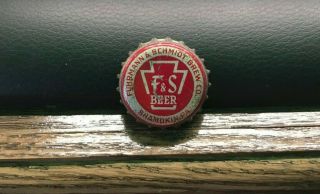 Vintage F&s Beer Pa Tax Pint Cork Bottle Cap Fuhrmann & Schmidt Shamokin Pa