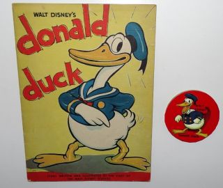Disney 1935 " First " Donald Duck Linen Book 978 By Whitman - Vf (8.  0) Ex -