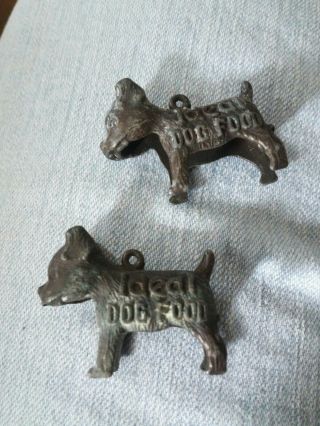 2 Adorable Vintage Metal Ideal Dog Food Good Luck Charm Premium Bulldog Pit Bull