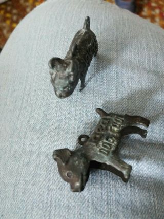 2 Adorable Vintage Metal Ideal Dog Food Good Luck Charm Premium Bulldog Pit Bull 2