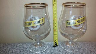 2 Negra Modelo Beer Glasses Gold Rim 40cl