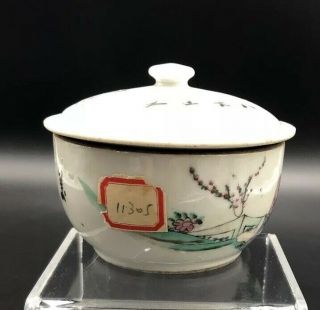 Antique 19th Century Chinese Famille Rose Porcelain Tea Cup W/ Lid Wax Seal 4
