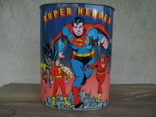 Vintage Heroes Superman Wonder Woman Trash Can Made By Cheinco 1979