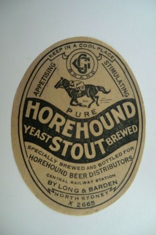 Long & Barden N Sydney Australia Horehound Stout Brewery Beer Bottle Label