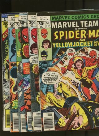 Marvel Team - Up 59,  60,  61,  62,  64,  Annual 1 (1976 - 77) 6 Books Spider - Man Ms Marvel