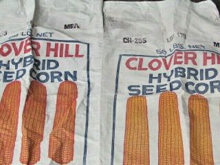 Vintage - Clover Hill Hybrid Seed Corn Cloth Sacks - 2 - Audubon,  Iowa