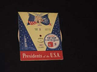 Vintage Tip Top Bread Presidents Of The Usa Mechanical Wheel Political Politics