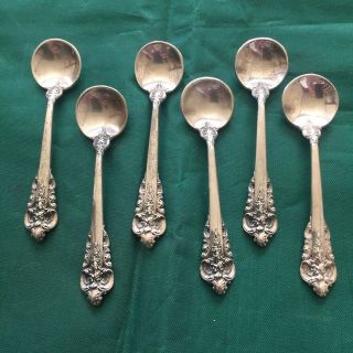 Wallace Grand Baroque Sterling Set Of 6 Factory Salt Spoons Post 1940