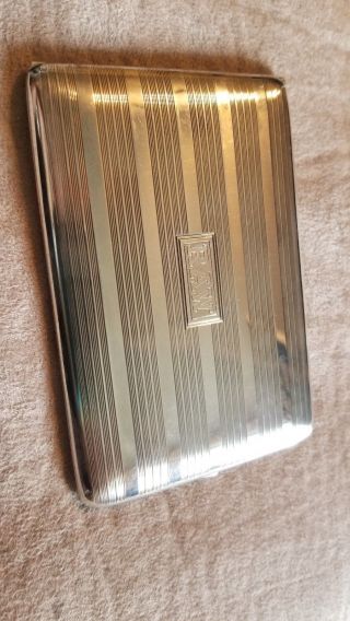 Napier Antique Sterling Silver Cigarrette Card Case 3 " X 4.  5 " 1940s Raw Gold Int