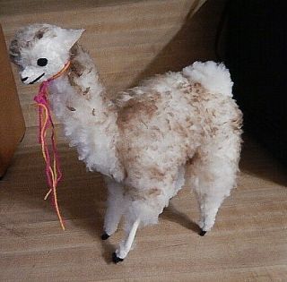 Vintage Alpaca Plush Llama Stuffed Figure - Authentic Alpaca Fur 10 "